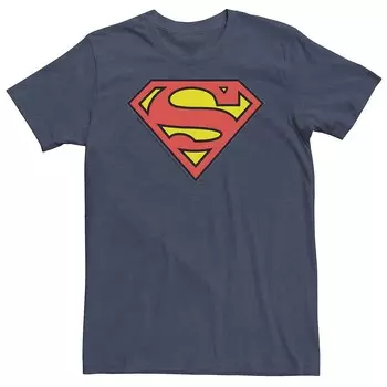 Классическая футболка с логотипом на груди Big & Tall DC Comics Superman Licensed Character, цвет Navy Heather