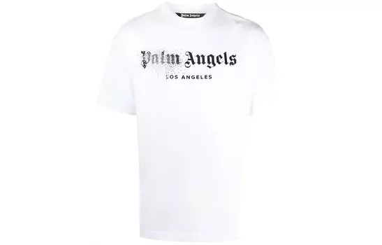 Классическая футболка с напылением из страз Palm Angels, белый