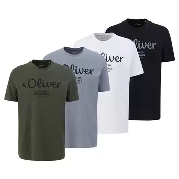Классическая футболка s.Oliver Shirt, цвет smoke grey/dark green/black/white