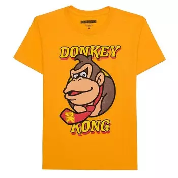 Классическая футболка с портретом и рисунком Nintendo Donkey Kong для мальчиков 8–20 лет Licensed Character, желтый