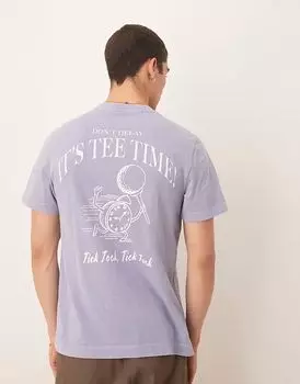 Классическая футболка с принтом на спине Abercrombie & Fitch синего цвета