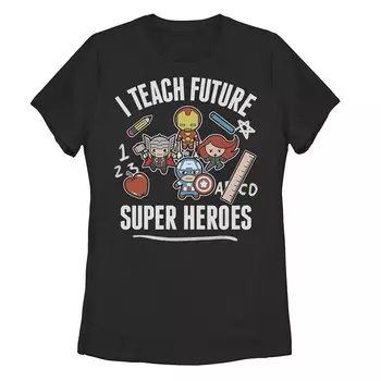 Классическая футболка с рисунком Marvel Avengers для юниоров «Teach Future Super Heroes» Licensed Character, черный