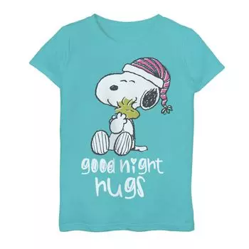 Классическая футболка с рисунком Peanuts Good Night Hugs Snoopy для девочек 7–16 лет Licensed Character