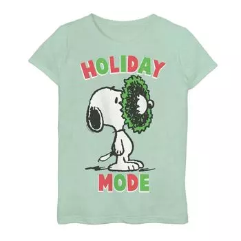 Классическая футболка с рисунком Snoppy Holiday Mode для девочек 7–16 лет Licensed Character