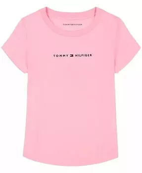 Классическая футболка с вышивкой Little Girls Tommy Hilfiger, белый