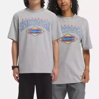 Классическая футболка со спортивными товарами Reebok, цвет Medium Grey Heather