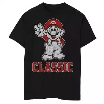 Классическая футболка со знаком мира Nintendo Super Mario для мальчиков 8–20 лет Licensed Character, черный