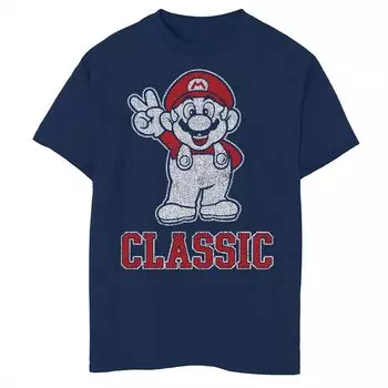 Классическая футболка со знаком мира Nintendo Super Mario для мальчиков 8–20 лет Licensed Character, синий