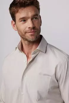 Классическая хлопковая бежевая мужская рубашка в полоску, которую легко гладить TUDORS