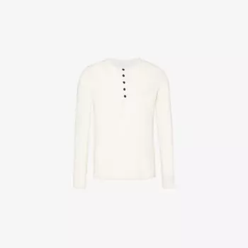 Классическая хлопковая футболка с длинными рукавами хенли Citizens Of Humanity, серый