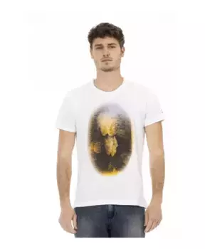 Классическая хлопковая футболка с принтом спереди Trussardi, белый