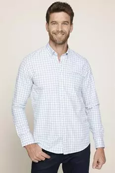 Классическая хлопковая мужская рубашка в клетку с воротником на пуговицах TUDORS, черный