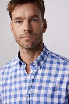 Классическая хлопковая мужская рубашка в клетку с воротником на пуговицах TUDORS, смешанный