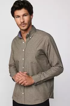 Классическая хлопковая мужская рубашка в клетку с воротником на пуговицах TUDORS, смешанный