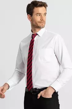 Классическая хлопковая однотонная мужская белая рубашка, которую легко гладить TUDORS