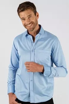 Классическая хлопковая однотонная мужская рубашка синего цвета TUDORS, синий