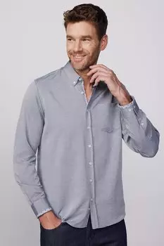 Классическая хлопковая оксфордская однотонная серая мужская рубашка легкого глажения TUDORS, серый