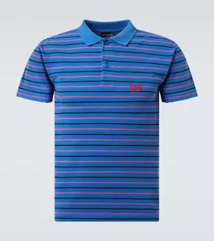 Классическая хлопковая поло Laurel из пике Balenciaga, Blue/Pink