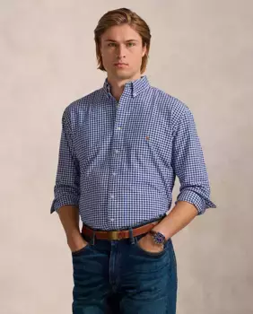 Классическая хлопковая рубашка Оксфорд мужская больших размеров Polo Ralph Lauren, синий