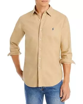 Классическая хлопковая рубашка с длинным рукавом и пуговицами Oxford Polo Ralph Lauren, коричневый/бежевый