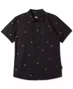 Классическая хлопковая рубашка с короткими рукавами Big Boys Apero Quiksilver, черный