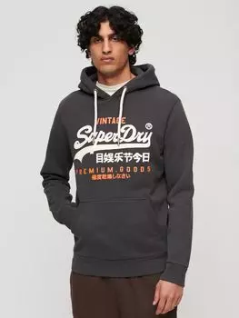 Классическая худи с винтажным логотипом Heritage Superdry, мытый черный