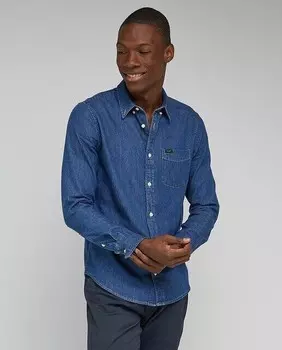 Классическая и гладкая мужская рубашка Lee, синий