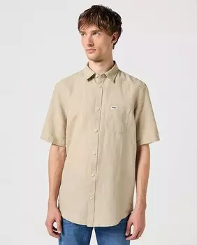 Классическая и гладкая мужская рубашка натурального Wrangler, бежевый