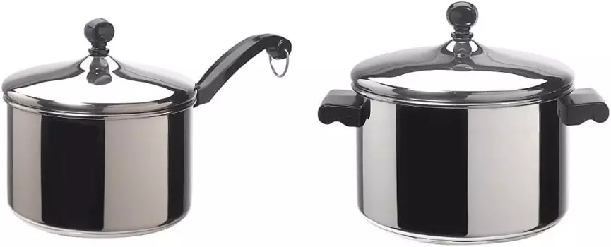 Классическая кастрюля/кастрюля из нержавеющей стали Farberware с крышкой, 3 литра, серебро, и классическая кастрюля с крышкой из нержавеющей стали на 4 литра — — Серебро, Silver