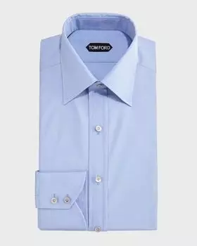 Классическая классическая рубашка приталенного кроя, синяя TOM FORD, цвет Blue