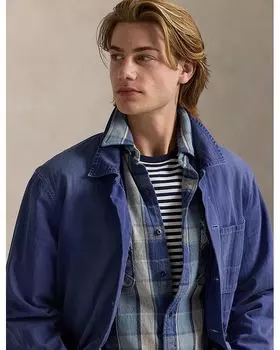 Классическая клетчатая фланелевая рабочая рубашка Polo Ralph Lauren, синий