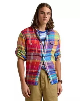 Классическая клетчатая льняная рубашка Polo Ralph Lauren, мультиколор