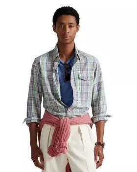 Классическая клетчатая рубашка из твила Polo Ralph Lauren, мультиколор