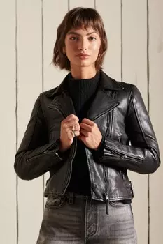 Классическая кожаная косуха Superdry, черный