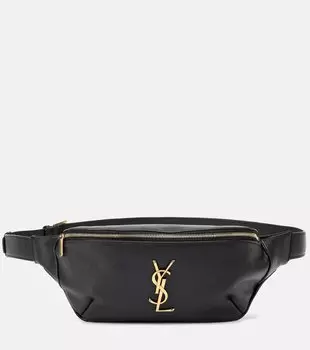 Классическая кожаная поясная сумка с монограммой Saint Laurent, черный