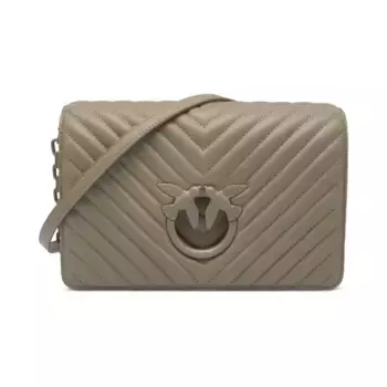 Классическая кожаная сумка через плечо Love Click Pinko, бежевый