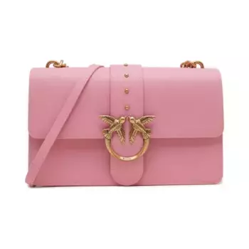 Классическая кожаная сумка через плечо Love One Pinko, розовый