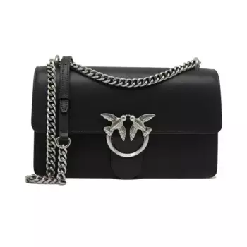 Классическая кожаная сумка через плечо Love One Pinko, черный