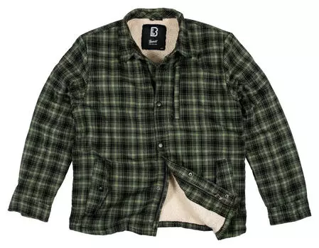 Классическая куртка из шерпы Brandit, оливковый/черный