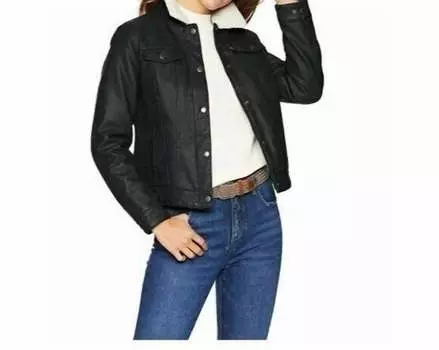 Классическая куртка Trucker Jacket из искусственной кожи с подкладкой из искусственной шерпы черного цвета Levi's