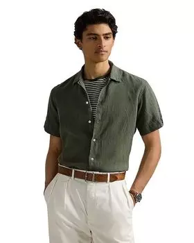 Классическая льняная рубашка для похода Polo Ralph Lauren, зеленый