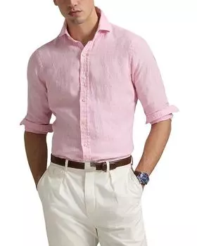 Классическая льняная рубашка Polo Ralph Lauren, розовый