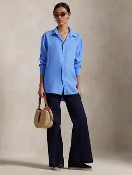 Классическая льняная рубашка с логотипом Ralph Lauren, светло-синий