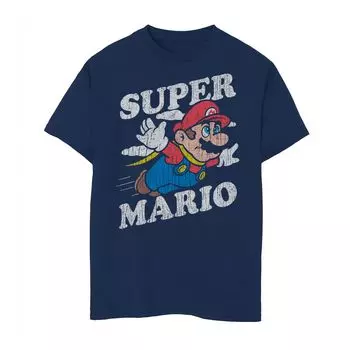Классическая летающая футболка Nintendo Super Mario с эффектом потертости для мальчиков 8–20 лет Licensed Character