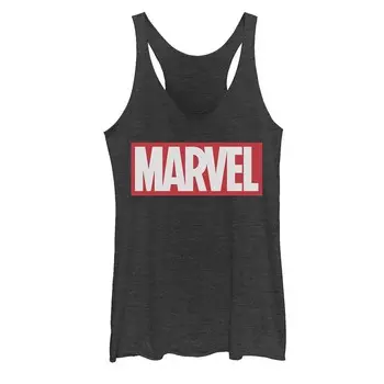 Классическая майка с ярким логотипом и графическим рисунком Marvel для юниоров, цвет Black Heather