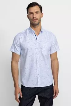 Классическая мужская белая рубашка со спортивным воротником и коротким рукавом с принтом Tudors, синий