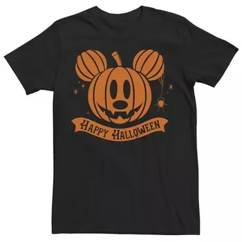 Классическая мужская футболка Disney's Mickey Mouse Jack-o'-lantern Halloween Licensed Character, черный