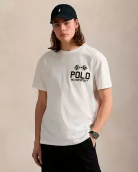 Классическая мужская футболка из жаккардового трикотажа Polo Ralph Lauren, цвет Crudo
