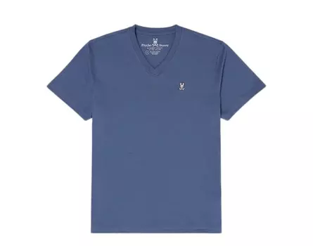 Классическая мужская футболка Psycho Bunny с v-образным вырезом синего цвета B6U100J1PC-MIN, синий