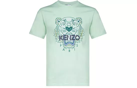 Классическая мужская футболка с головой тигра светло-зеленого цвета Kenzo, светло-зеленый